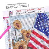 eZAKKA DIY 5D Diamond Painting Kit, 15.8 x 11.8inch Crystal Rhinestone Diamond Embroidery Paintings Pictures Arts Craft for Home Wall Decor, Full Drill, (American Flag)