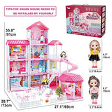 Dream House Doll House Kit, DollHouse with Lights, Slide, Pets and Dolls, DIY Pretend Play Building Playset Toys with Asseccories and Furniture, Princess House for Toddlers, Kids Boy & Girl (11 Rooms)