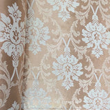 Champagne Velvet Jacquard Damask Fabric 118'' Wide sold By The Yard for Curtains, Drapery,