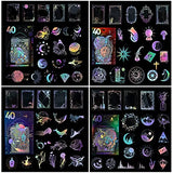 Holographic Glitter Stickers Set -160 Pcs with 4 Themes - Transparent Resin Stickers, Magic, Celestial, Forest, Frame Lace Vintage Scrapbook Stickers Pack - for Laptop Phone Case Water Bottles