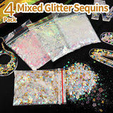49PCS Resin Supplies Kit, LEOBRO Extra Fine Glitter for Resin, Resin Glitter Flakes Sequins, Foil Flakes, Mixing Stick &Tweezers, Craft Glitter for Resin Art Crafts, Nail Art, Slime, Jewelry Making