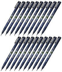 Tombow Fudenosuke Brush Pen (GCD-111), Hard Tip, Blue Body, Value Set of 20