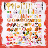 180 Pieces Miniature Food Drinks Bottle Tableware Toys Assorted Pretend Foods Mini Food Dollhouse Accessories Mixed Resin Kitchen Food Cutlery Toys for Boys and Girls Kitchen Cooking Game Party Favors