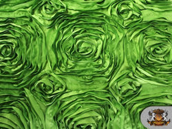 Rosette Satin Fabric Green / 54' Wide / Sold By the Yard