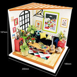 Rolife DIY Miniature Dollhouse Kit Christmas, 1/24 Scale Mini Tiny House Toys with Light, Greenhouse with Furniture and Accessories, Birthday Gifts for Adults, Kids, Boys (DG106 Locus's Sitting Room)