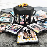 Creative Explosion Box DIY Gift,DIY Photo Album Surprise Box,Gift Box with 6 Faces for Wedding Box, Birthday Party,Valentine's Day and Mother's Day (Black)