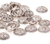 Cotowin Beautiful 15mm Silver Metal Flower Bead Caps for Jewelry Craft Making [Pack of 50]