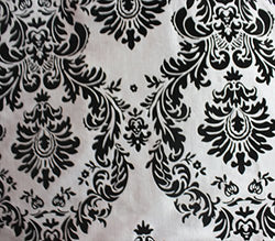 Taffeta Damask Flocking Fabric 58" Wide Sold By The Yard (BLACK WHITE)