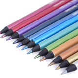 Metallic Colored Pencils 12 Colors - Non-Toxic Black Wood Colored Pencils Pre-sharpened Wooden Sketching Pencils Set for Adults Coloring Book, Art Drawing, Black Paper, No Duplicates