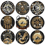 8 Pcs Diamond Painting Coasters DIY Tarot Coasters with Holder 4 Inch Coasters for Drinks with Cork Base Diamond Art Supplies Tarot Painting Kit for Beginners Adults Kids Craft Table (Tarot Style)