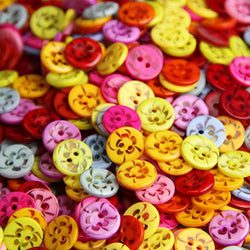 RayLineDo Pack of 50PCS Buttons- Mixed Colours of Various Plain Round DIY Buttons for Sewing and