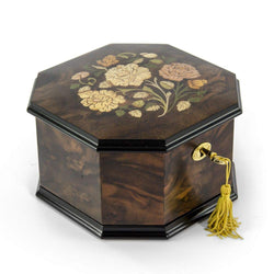 Spacious 18 Note Handcrafted Roses Inlay Octagonal Musical Jewelry Box - Over 400 Song Choices - My Lady Creensleeves (Creensleeves)