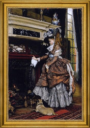 Art Oyster James Tissot The Fireplace - 18.05" x 27.05" Premium Canvas Print with Gold Frame