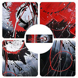 Large Hand-Made Abstract Wall Art for Living Room Bedroom Decoration, Modern Red and Black Knife Palette Oil Painting on Canvas for Home décor, Framed Ready to Hang 16x16 Inch 3 Pieces Set…
