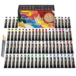 Acrylic Paint Set, Shuttle Art 66 Colors 22ml/Tube with 3 Brushes,Professional Quality,Rich