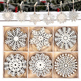 Wooden Christmas Ornaments Snowflake 4 inch BUXUIEY 24Pcs Unfinished Wood Oments Bulk with Twine for Xmas Tree Hanging Decorations