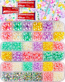 Bedazzler kit with Rhinestones Flatback Pearl Beads for Crafts with Glue, Flat Back Half Pearls Jewels Gems Crystal for Crafting Clothes Shoes Makeup Nail Fabric Tumblers Jewelry Making 3/4/5/6/8/10mm