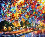 Night In Paris — PALETTE KNIFE Cityscape Contemporary Wall Decor Oil Painting On Canvas By Leonid Afremov Studio - Size: 30" x 24" (75 cm x 60 cm)