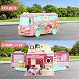 ArgoHome Dollhouse Playset, DIY Pretend Portable Caravan Camper Bus Toy Kit , Portable House Dollhouses Toy Gift Set with Koala, for 3 4 5 6 7 8 Year Old Girls Kids.