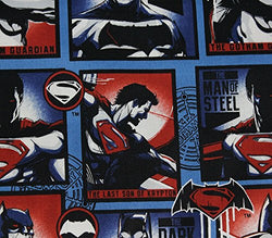 100% Cotton Fabric Quilt Prints DC Comics Superman Block Edition Red and Blue Licensed Sold By