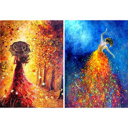 Yomiie 5D Diamond Painting Dancer Full Drill by Number Kits, Ballerina Girl Abstract Paint with Diamonds Art Rhinestone Embroidery Cross Stitch Craft Decor (12x16inch, 2 Pack)