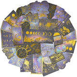 Knaid Celestial Black Gold Foil Stickers Set (60 Pieces) - Decorative Planet Moon Space Galaxy Astronomy Planner Sticker for Scrapbooking Bullet Journaling Junk Journal DIY Art Crafts Album Calendars Notebook