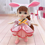 6.3 Inch Doll Fashion Clothes 13 Moveable Joint Dolls Cute Face Toy Little Girl Dress Up Toy for Girls Gift