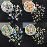 4 Boxes 3D Rose Flower Butterfly Nail Charms Acrylic Resin 3D Crystal Rhinestones Gems Charms Nail Art Stud Pearl Gold Metal Rivets for Nail Art Designs Accessories Supplies DIY Crafting