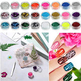 111 Pieces Resin Jewelry Making Accessories Kit Include 12 Colors Glitter Sequins, 12 Colors Resin Glitters, Gold Foil Flakes, Real Dried Pressed Flowers and Tweezer for Art DIY Crafts, Resin Jewelry
