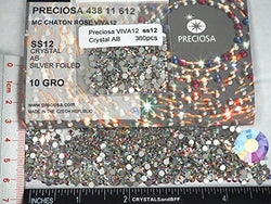 360pcs ss12 (3mm) Crystal AB, Preciosa Genuine Czech Crystals new VIVA12 MC Chaton Rose Flatbacks
