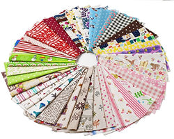 RayLineDo 40PCS Natural Cotton Linen Fabric Printed Boundle Patchwork Squares of 2424cm DIY