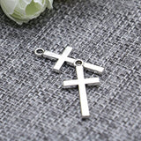 HUELE 100 PCS Silver Tone Small Cross Pendant Beads Charms