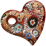 Linpeng MP-31,32,33 Heart Pendants Set 3pack - Murano Glass Pendants, Black Green Red, 9 x 9 x 30cm