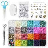 ARTESTAR Seed Beads 4mm Glass Beads for Jewelry Making - Pony Beads Small Beads Bracelet Making Kit with 300pcs Letter Beads Bracelet Kit - 3800pcs Glass Seed Beads