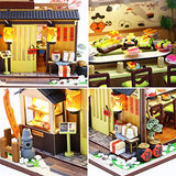 Roroom Dollhouse Miniature with Furniture,DIY 3D Wooden Doll House Kit Japanese Style House Plus with Dust Cover and Music Movement,1:24 Scale Creative Room Idea Best Gift for Children Friend Lover