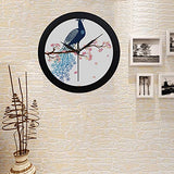Modern Simple Art Peacock On Blossom Tree Ornamental Style Pattern Wall Clock Indoor Non-ticking