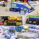 YuanYang hotpot Dollhouse Miniature with Furniture, DIY Dollhouse Wooden Miniature Furniture Set with LED Lights and Dust Cover for Boys and Girls