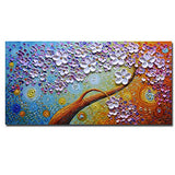 Asdam Art-(100% Hand Painted 3D Colorful Floral Paintings On Canvas Abstract Art Oil Paintings Wall Art for Living Room Bedroom (20x40inch)
