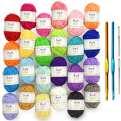 Mira Handcrafts 24 Acrylic Yarn Bonbons | Total of 525 yards Craft Yarn for Knitting and Crochet
