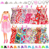 BARWA 32 pcs Doll Clothes and Accessories 10 pcs Party Dresses 22 pcs Shoes, Crown, Necklace Accessories for 11.5 inch Doll