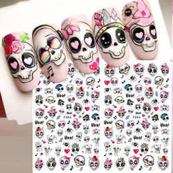 Halloween Nail Art Stickers 3D Nail Decals Skeleton Pumpkin Nail Art Supplies Accessories Rose Ghost Eyes Skull Spider Bloody Lips Vintage for Nails Party Decorations Village Accessories Supplies 5 sheet