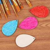 50 Pieces Unfinished Blank Wood Teardrop Earring Pendant for Christmas Tree Decoration, Jewelry Supplies and DIY Making(Large, 1.92 x 3.03 inch)