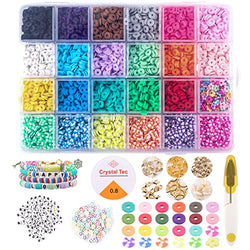 6300 Pcs Clay Beads Kit 24 Colors 6mm Polymer Clay Beads for Bracelets Making Flat Clay Bead Kit with Letter Beads, Pendant Charms for Bracelets Necklace Jewelry Making