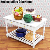 Odoria 1:12 Miniature White Kitchen Table with Storage Shelf and Drawers Dollhouse Furniture Accessories