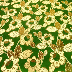 Metallic Daisy Floral Brocade Fabric 60" Sold By the Yard in Many Colors (Kelly Green / Gold)