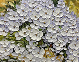 MUWU Wall Art, 24X48 Inch Texture Palette Knife Paintings Blooming Flowers Modern Home Decor Wall Art Acrylic 3D Flowers Artwork for Livingroom Wood Inside Framed Ready to Hang