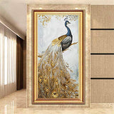 Trayosin 5D Diamond Painting by Numbers for Adults Full Drill Gold Peacock Home Decor