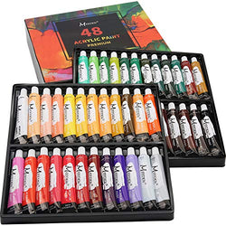 MEEDEN Acrylic Paint Set of 48 Colors/Tubes (22ml/0.74 oz.) Non Toxic Rich Pigments Colors Great for Artist Student, Hobby Painter & Kids Painting on Canvas Wood Fabric Ceramic Crafts