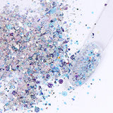 VOLODIA 8 Boxes / Set Holographic Nail Glitter Mermaid Powder Flakes Shiny Charms Hexagon Nail Art Pigment Dust Decoration Manicure