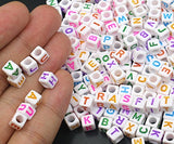 Trasfit 800 Pieces 4 Color Acrylic Alphabet Letter"A-Z" Cube Beads for Jewelry Making, Bracelets,